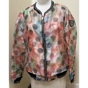 ROCCOBAROCCO Women's Sheer Floral Bomber Jacket Made In Italy - Size XL
